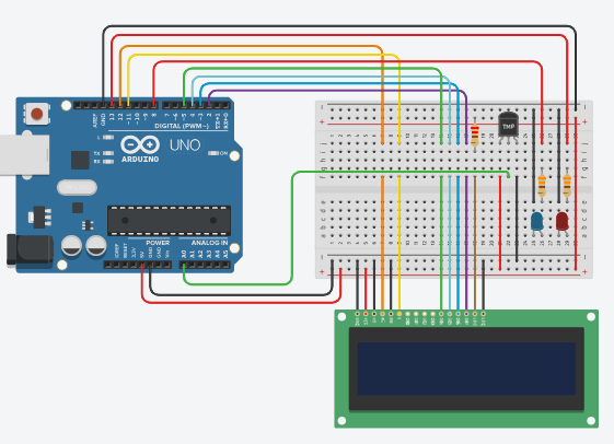Circuito de LED e Sensor no Tinkercad